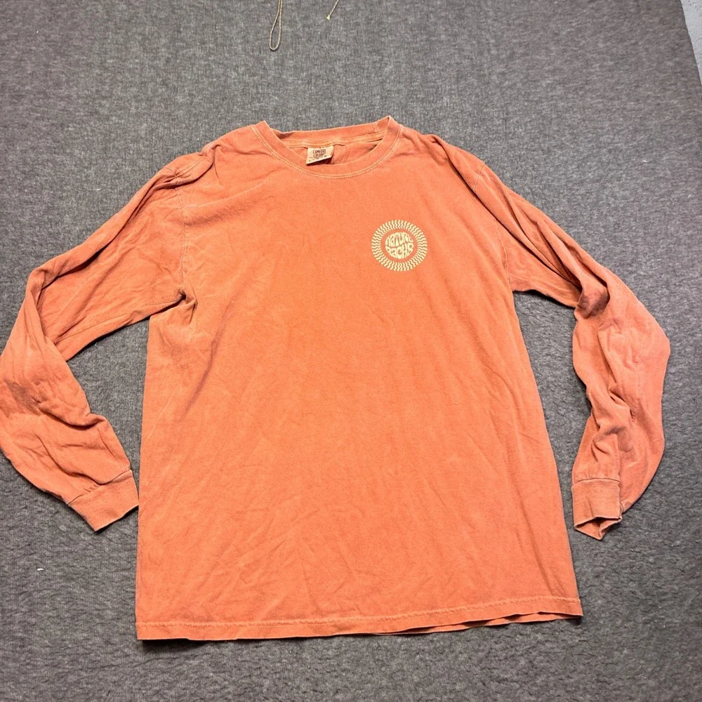 Nature Backs Long Sleeve T-Shirt Mens Large Orange Graphic Garment Dye Cotton - Picture 2 of 9